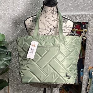 Lug Skyliner 2 Quilted Sage Tote Bag with Daisy Interior 🌼🌼🌼